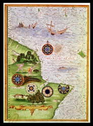 Fol.41v Mapa da Austrália, de &39;Cosmographie Universelle&39;, 1555